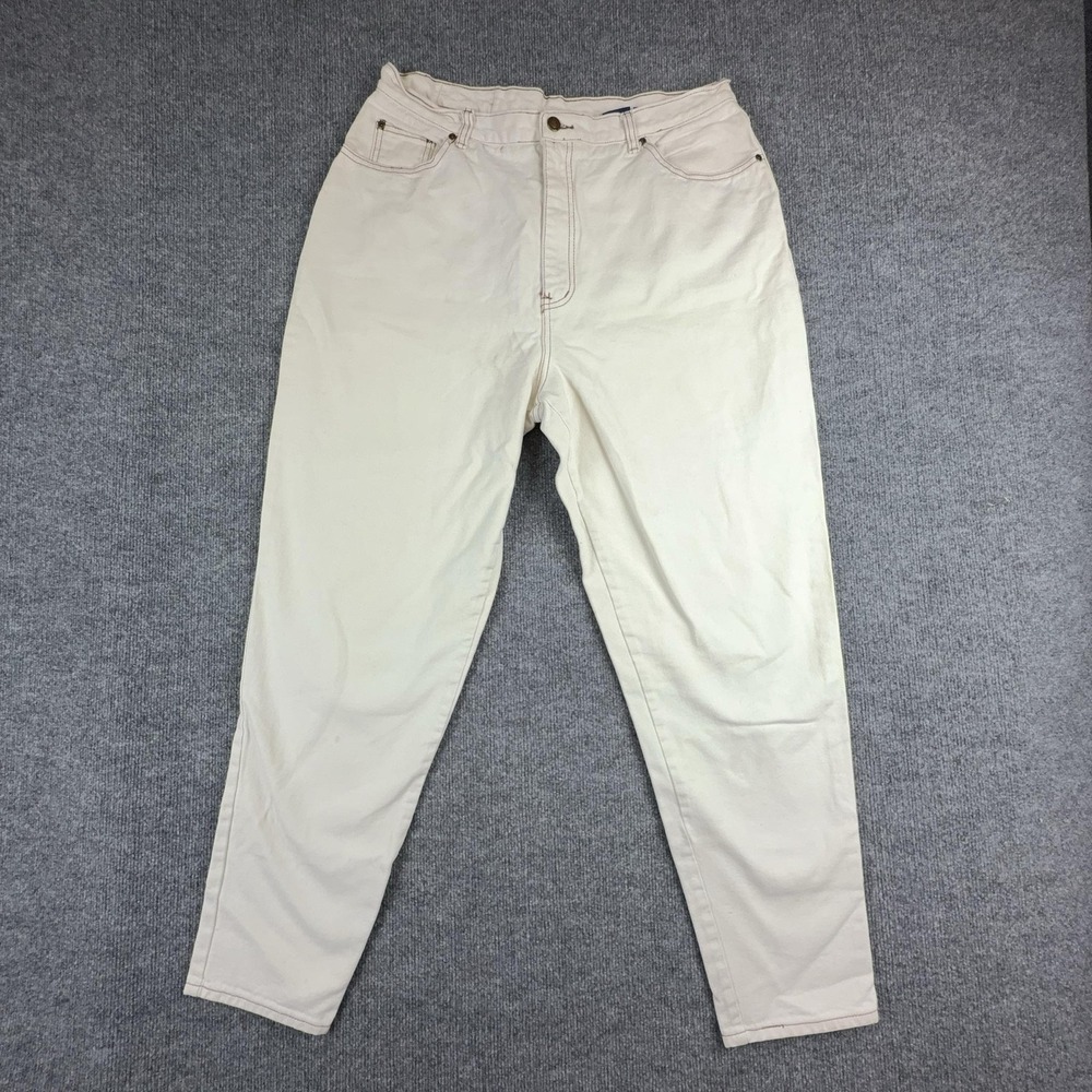 Vintage L.A. Blues Jeans Womens Plus‎ Size 22 Long White High Rise Tapered Denim